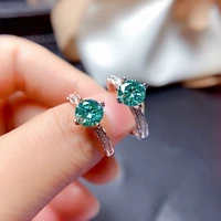 luxury 1 carat silverrose gold color created blue green moissanit stone resizable ring for women jewelry engagement gifts
