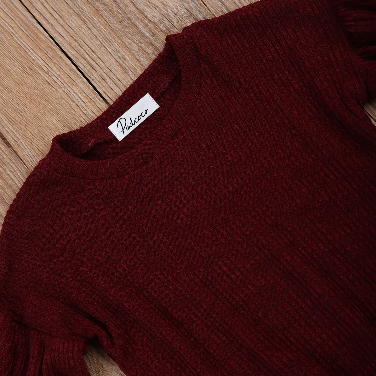 Женская модная одежда для маленьких девочек винно-красный свитер Повседневные