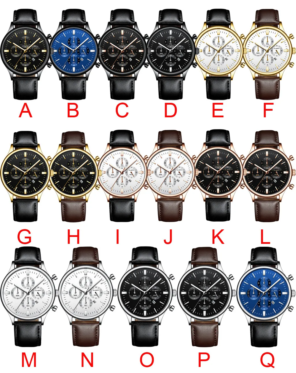

Fashion Sport Men's Watches Leather Strap Alloy Case Leather Band Watchfor men Analog Quartz Wrist Clock Reloj Hombre homme