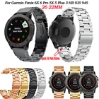 Ремешок металлический для Garmin Fenix 5 5X Plus 6X 6 Pro 3 HR 935 945, быстросъемный браслет из нержавеющей стали для наручных смарт-часов, 2226 мм