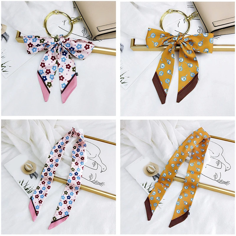 

Women Scarf Bag Ribbon Waistband Neckerchief Silk Satin Scarves Headband Charming Peint Hats Neck Accessories Ribbon Scarves