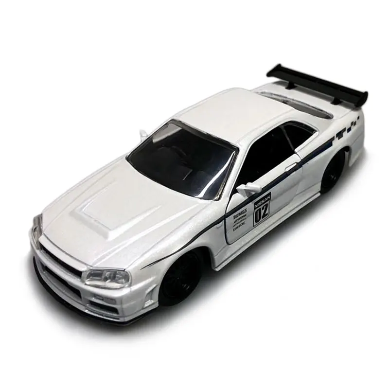 Nissan R34 white JADA 1/32 масштабная модель автомобиля игрушки 1961 CHEVY IMPALA литая металлическая модель автомобиля игрушка для подарка/детей/коллекции - Цвет: Nissan R34 white