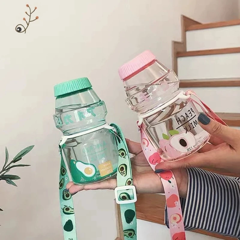 450ml Plastic Cute Yogurt Water Bottle Tour Drinking Bottle Yakult Shape Kawaii Milk Carton Shaker Bottle for Kids/Girl/Adult images - 6