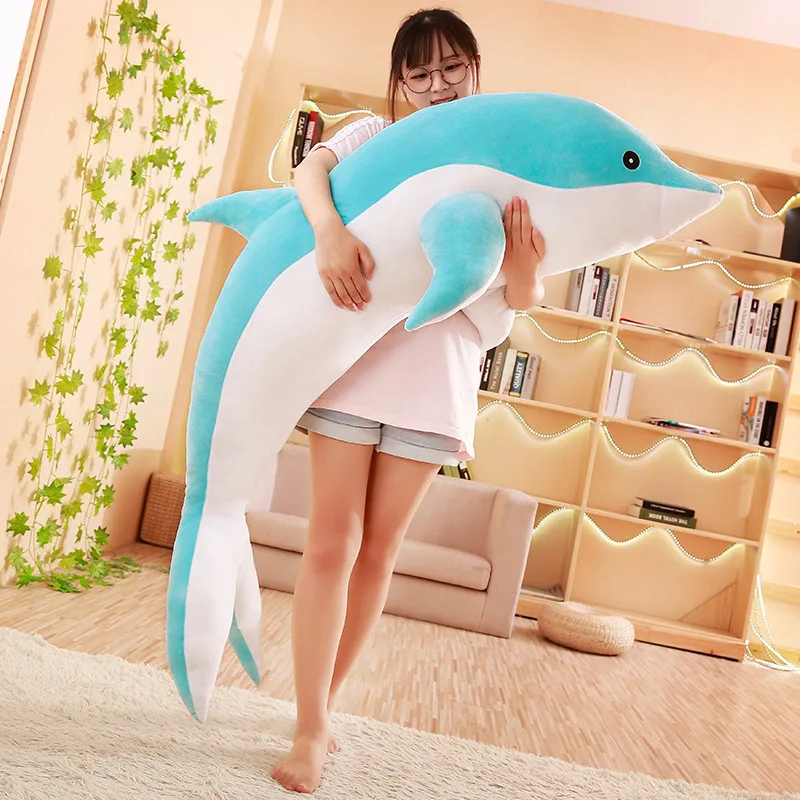 

huge 160cm cartoon dolphin plush toy down cotton lovely dolphin very soft doll hug sleeping pilow birthday gift s2669