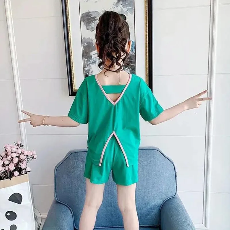 

Girls Clothing Suit New Summer Child Fashion Casual Sweet Butterfly Print T-Shirt +Shorts 2Piece Set Girl Child Clothes4-12Y