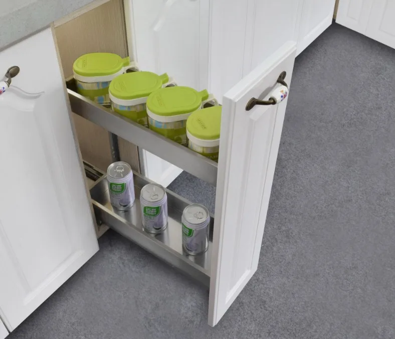 

Пластина из нержавеющей стали выдвижная корзина для шкафа приправа выдвижной ящик-корзина многофункциональный вытяжная корзина с демпфир...