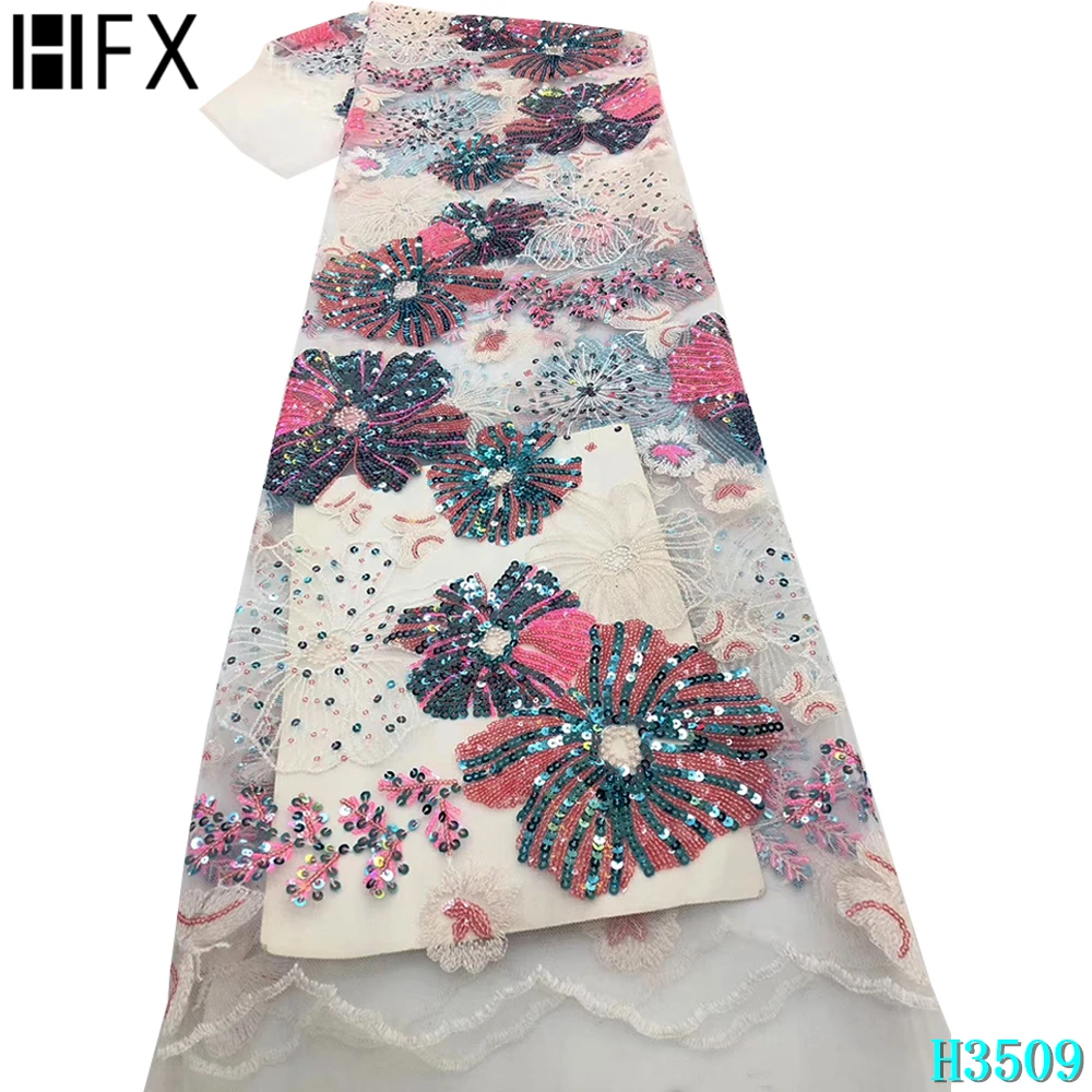 Новое поступление красивая африканская кружевная ткань HFX с вышивкой