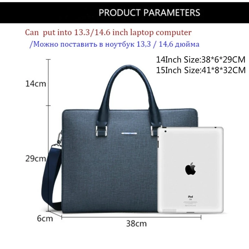 New Men's Business Laptop Bag Travel Portable Briefcase PU Leather Male Shoulder Diagonal Computer Bags Male Handbag