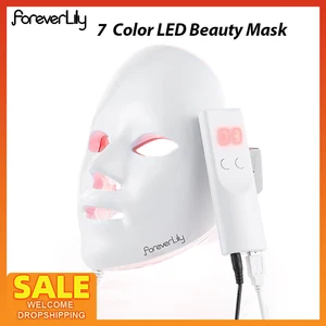 Светодиодная фотонная терапия для лица, 7 цветов, омоложение кожи, удаление против морщин, акне, массажер для лифтинга лица, девайс для салона красоты и спа