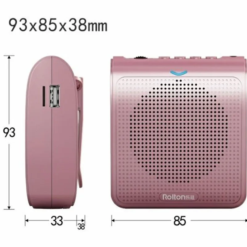저렴한 Rolton 휴대용 마이크 시끄러운 스피커 미니 음성 증폭기 USB TF 카드 FM 라디오 교사 투어 가이드 프로 모션 K100