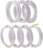 7 rolls 230ft flat jewelry wire twist engraved silver wire diamond cut aluminum crafting wire for necklace ornaments making