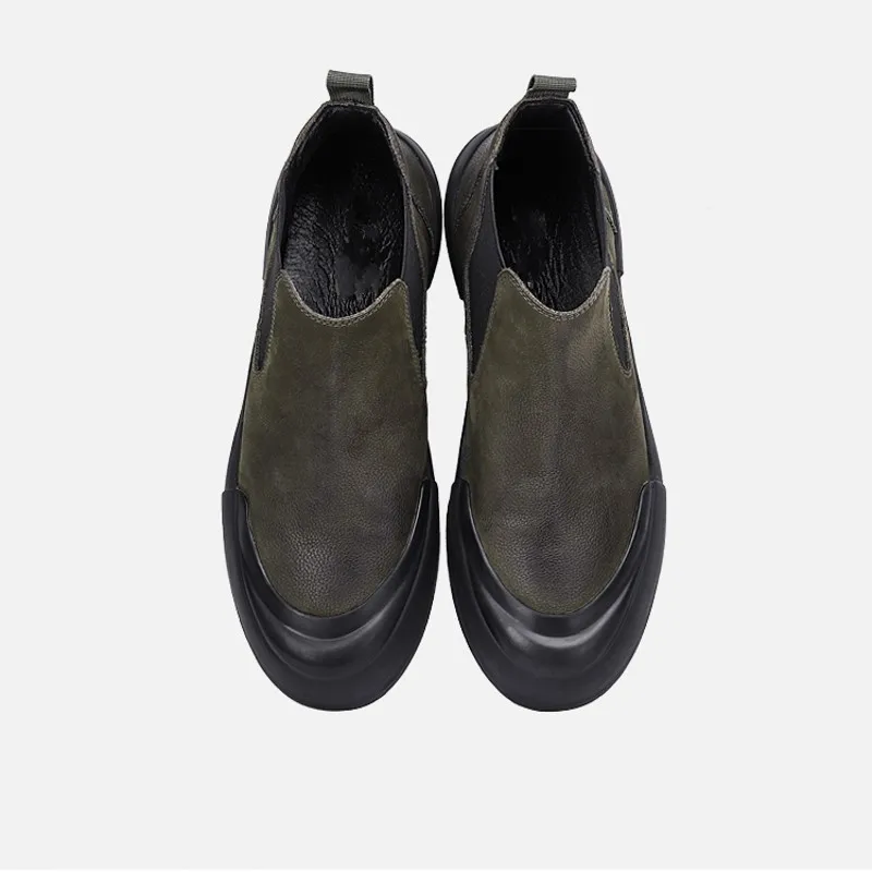 Зимние Повседневные мужские Ботильоны без шнуровки в стиле ретро на плоской