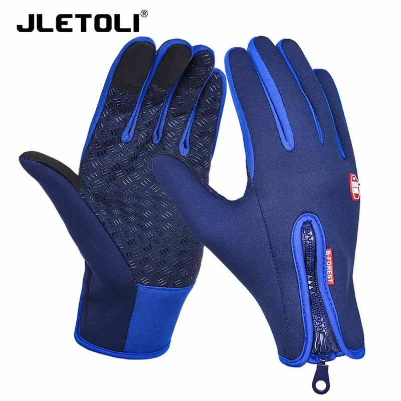 JLETOLI тепловые зимние велосипедные перчатки, гоночные перчатки Mototcycle, перчатки s m tb, перчатки на весь палец, велосипедные Гелевые перчатки s m en, женские s m l xl - Цвет: Sapphire