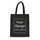 Холщовые сумки-тоуты унисекс, оригинальный дизайн для покупок, с логотипомизображениемтекстом на заказ, дорожные сумки черного и бежевого цвета