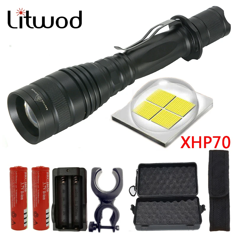 

Оригинальный Мощный тактический светодиодный фонарик Litwod Z20 CREE XLamp XHP70, 32 Вт, 3200 лм, фонарь с зумом и линзой, фонарик VS XM-L2 U3