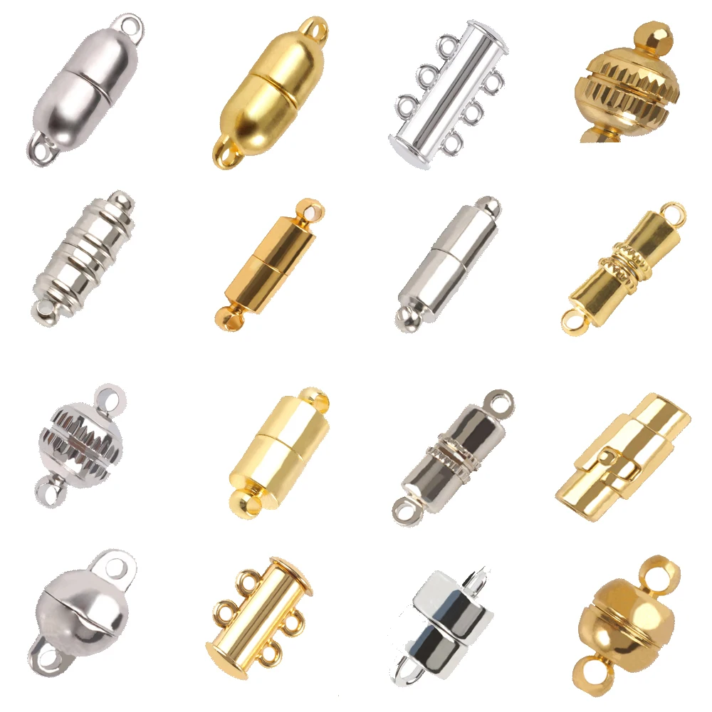 

Stainless Steel Round Strong Magnetic Clasps Fit Bracelets Rhodium End Clasp Connectors for Makings Leather Bracelet Jewelry