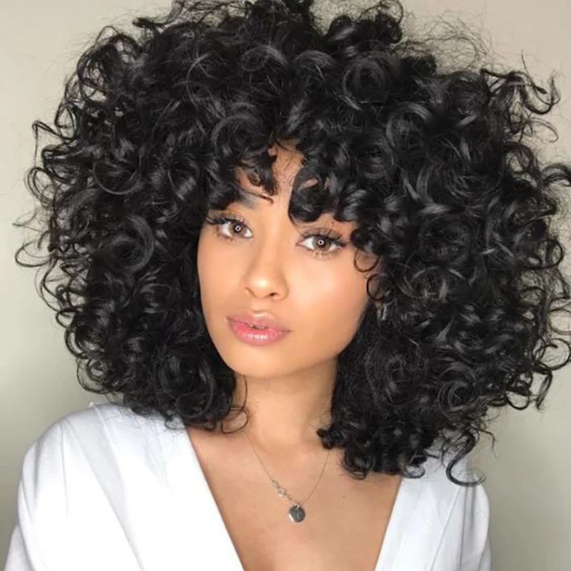 Синтетический парик OLEY Hair без шнуровки с челкой термостойкий розовый коротким