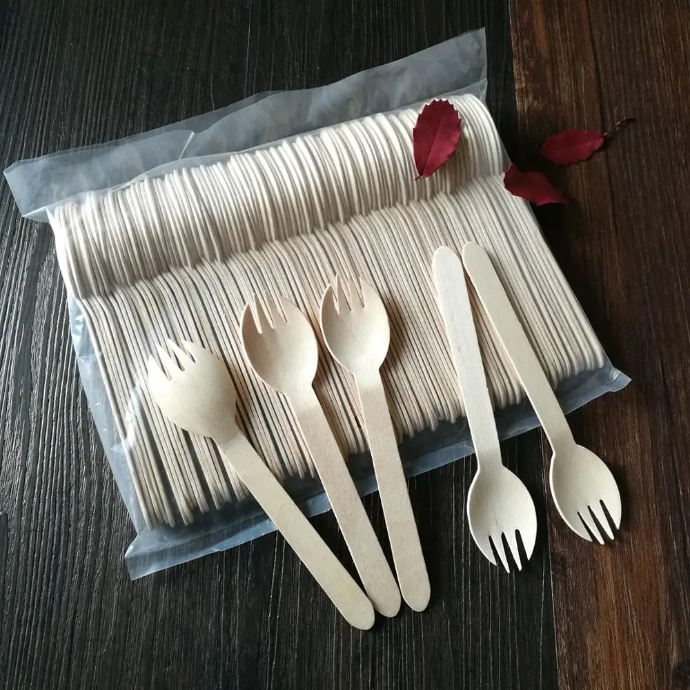 6 дюймов 16 см SPORK одноразовые деревянные эко-Пикник экологически чистые салаты