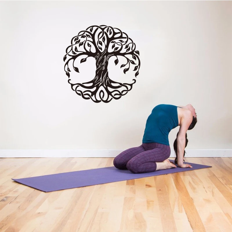 Украшение дома Мандала дерево виниловая наклейка на стену Наклейка Фитнес Йога