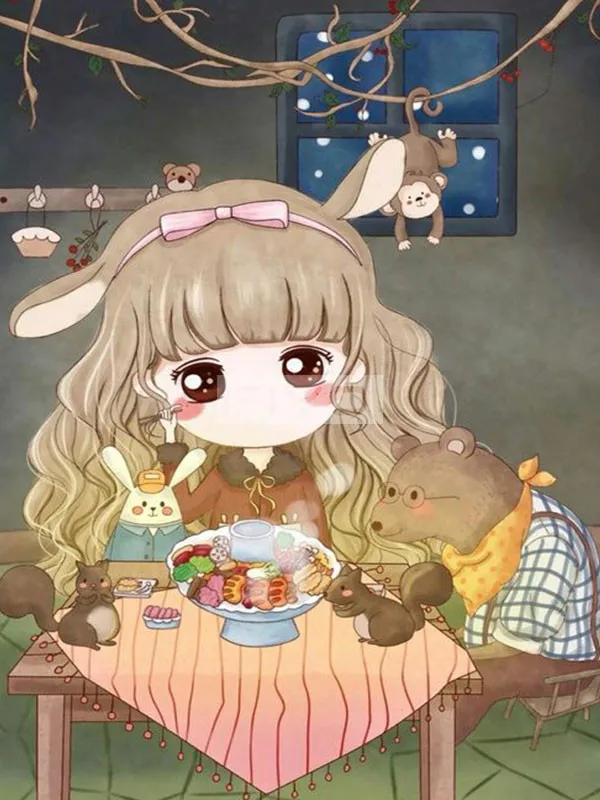 Brand New 5D Diamond Cartoon Girl Big Eyes Picture Cross Stitch Kit Full Drill Embroidery Living Room Decoration Gift |