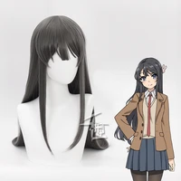 anime sakurajima mai grey long wig cosplay costume does not dream of bunny girl senpai women heat resistant synthetic hair wigs