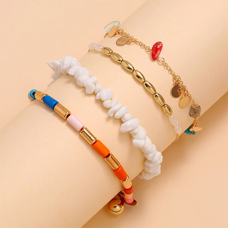 4 шт./компл. богемные браслеты на ногу с модным геометрическим драгоценные камни