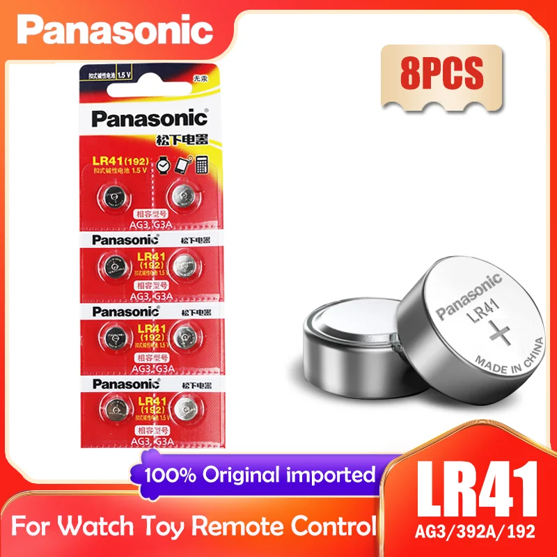 8 шт Panasonic 192 LR41 1 5 V аккумуляторы таблеточного типа SR41 AG3 G3A L736 392A музыкальная