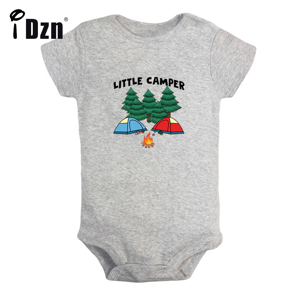 

iDzn NEW Little Camper Baby Boys Fun Rompers Baby Girls Cute Bodysuit Infant Short Sleeves Jumpsuit Newborn Soft Clothes