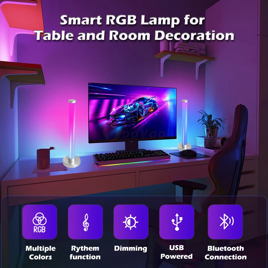 Умный светодиодный ночник RGB настольный светильник с ритмом дистанционным