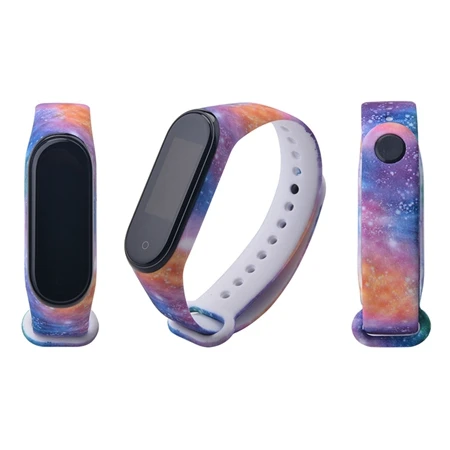 Mi band 3 4 ремешок Камуфляжный силиконовый универсальный ремешок для Xiaomi mi Band 4 3 band 4 Band 3 браслет с мультяшным принтом из ТПУ - Цвет: Colorful Starry Sky
