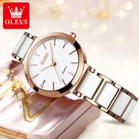 olevs top brand fashion ultra thin imported movement quartz watch ladies luxury stainless steel ceramic waterproof women watch