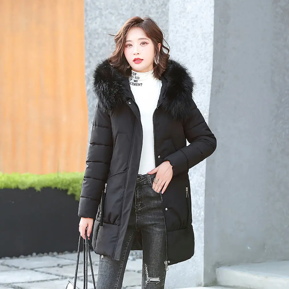 Vielleicht 2021 Winter Clothes Women Parka Jacket Fashion Casual Solid Hooded Thick Warm Cotton Padded Coat Winter Women Outwear