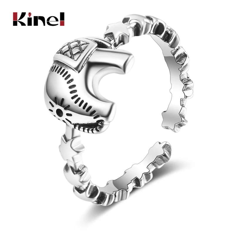 

Kinel Elephant Ring 100% 925 Sterling Silver Stackable Animal Collection Punk Vintage Rings for Women Silver Jewelry New