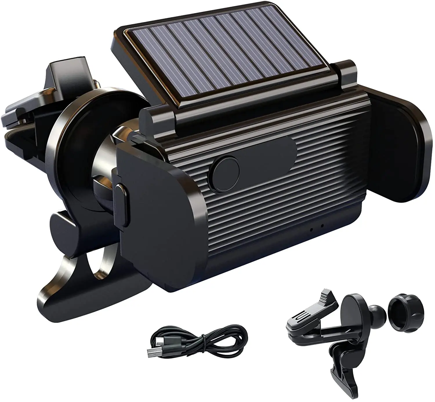 

Solar Energy Car Phone Holder Mount, Hand Free Strong Grip Silent Cell Holder Car Vent Mount for iPhone, Samsung All Smartphones