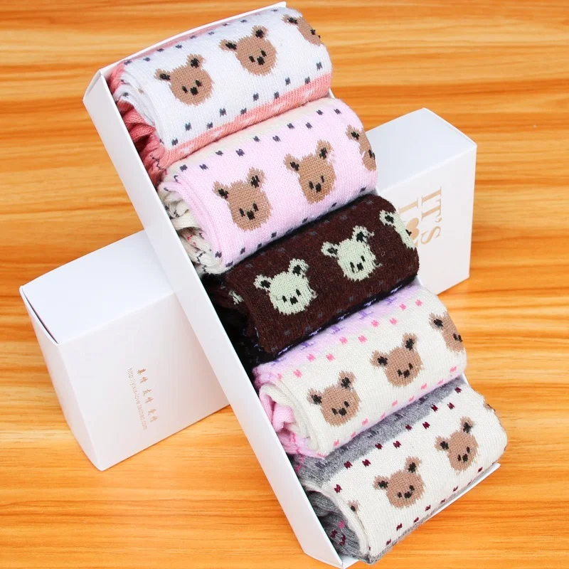 

Clearance Sale 5 Pairs/lot Woman Socks Japanese Kawaii Cute Long Socks Cartoon Animal Cotton Casual Harajuku Retro Crew Socks