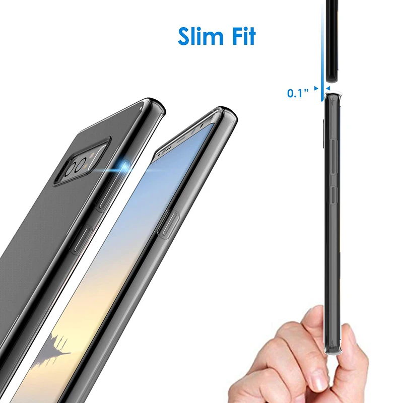 Прозрачный мобильный телефон TPU Чехлы для Samsung Galaxy Note 8 мягкий силиконовый 360