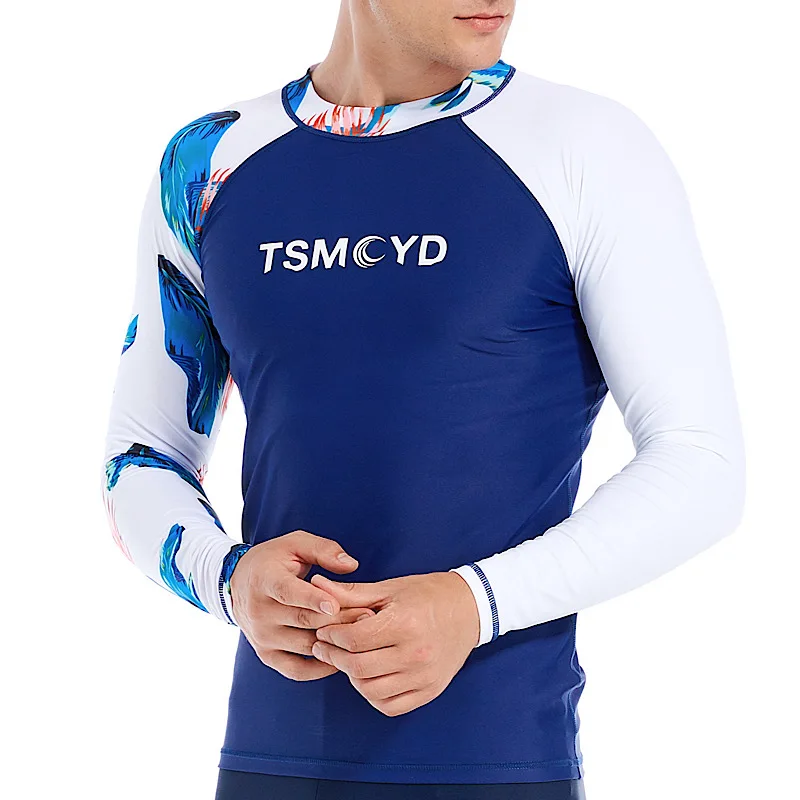 TSMCYD-traje de baño con protección UV 50 + para hombre, traje de baño de manga larga, Rashguard, surfear, Rash Guard, Surf, camisa para nadar, vela, envío directo