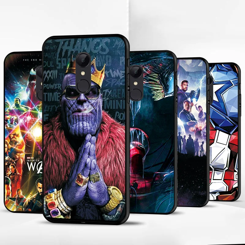 Танос чехол "Железный человек" для Xiaomi Redmi 5A 8A 7A Redmi 6A чехол на черный ТПУ чехол для телефона для Xiaomi Redmi 6 6Pro 5 7 8 чехол Redmi 7