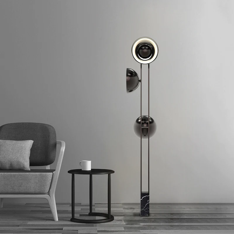

Marble Nordic Simple LED Floor Lamp Postmodern Study Living Room Black Vertical Luminaires Bedroom Designer Standing Lighting