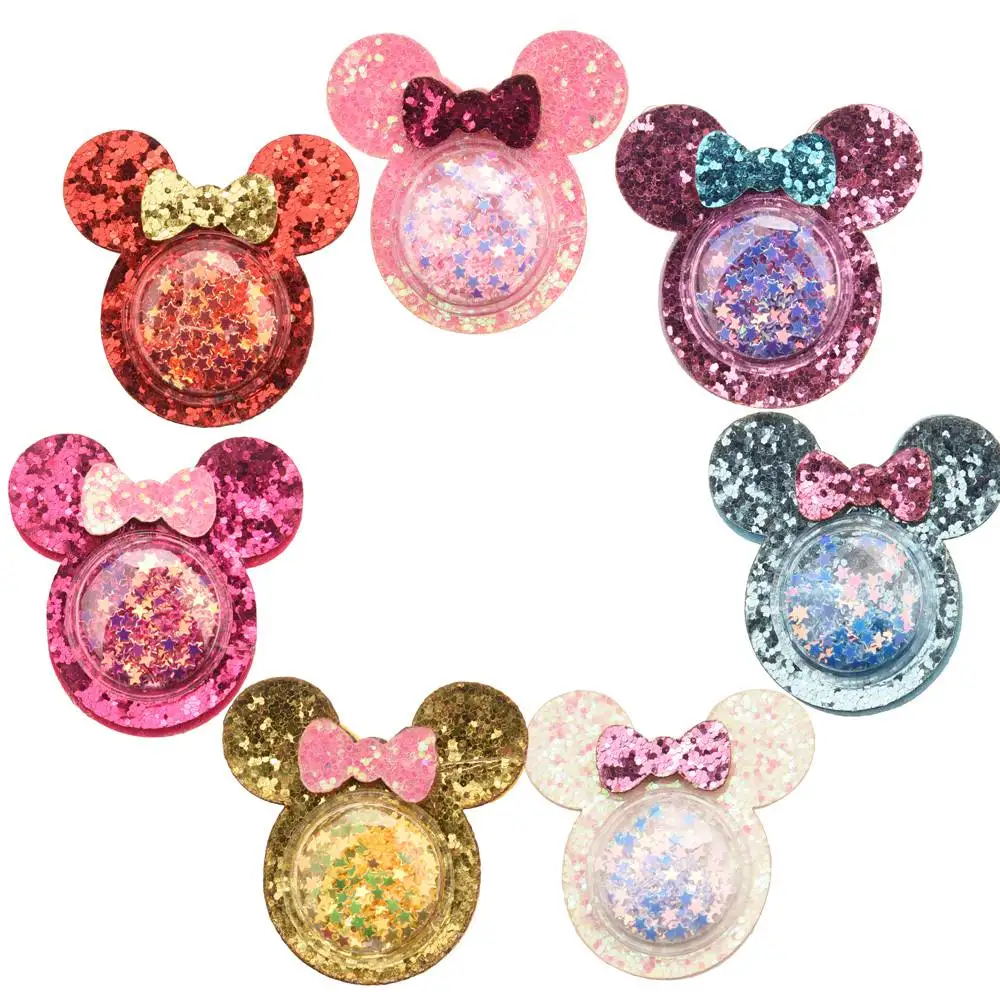 

210 шт. блесток 2 дюймов милые аксессуары для волос для маленьких девочек Kawaii волос заколка с бантиком поставок не заколку для изготовления ювелирных изделий Мода Тюрбан