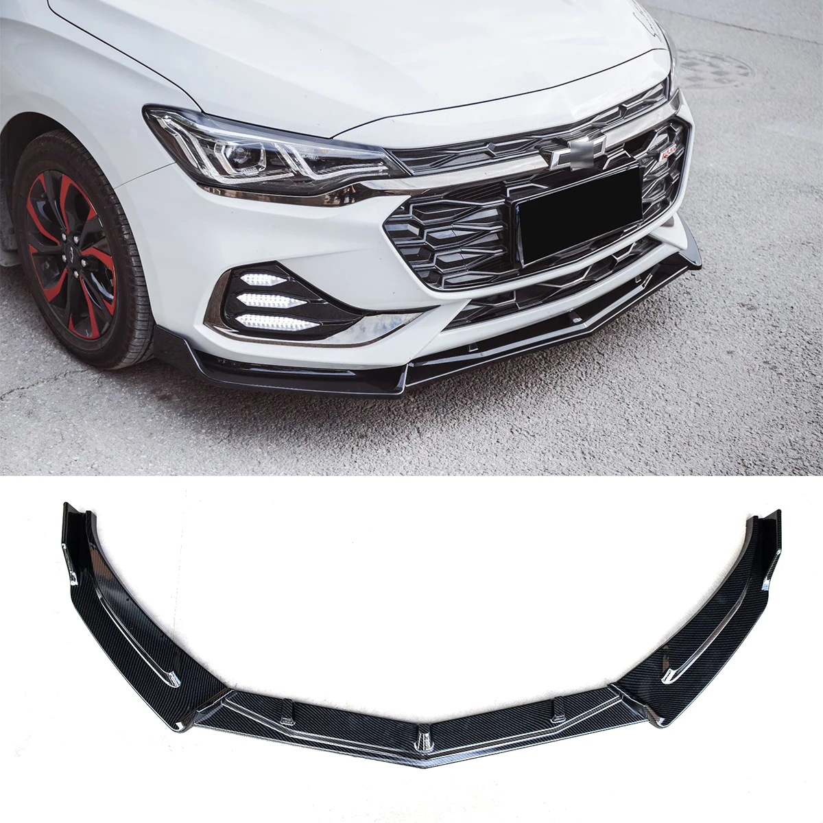 

For Chevrolet Cruze 2020 2021 Front Lip Lower Bumper Splitters Spoiler Side Body Kit Guard Trim Black Carbon Fiber Car Styling
