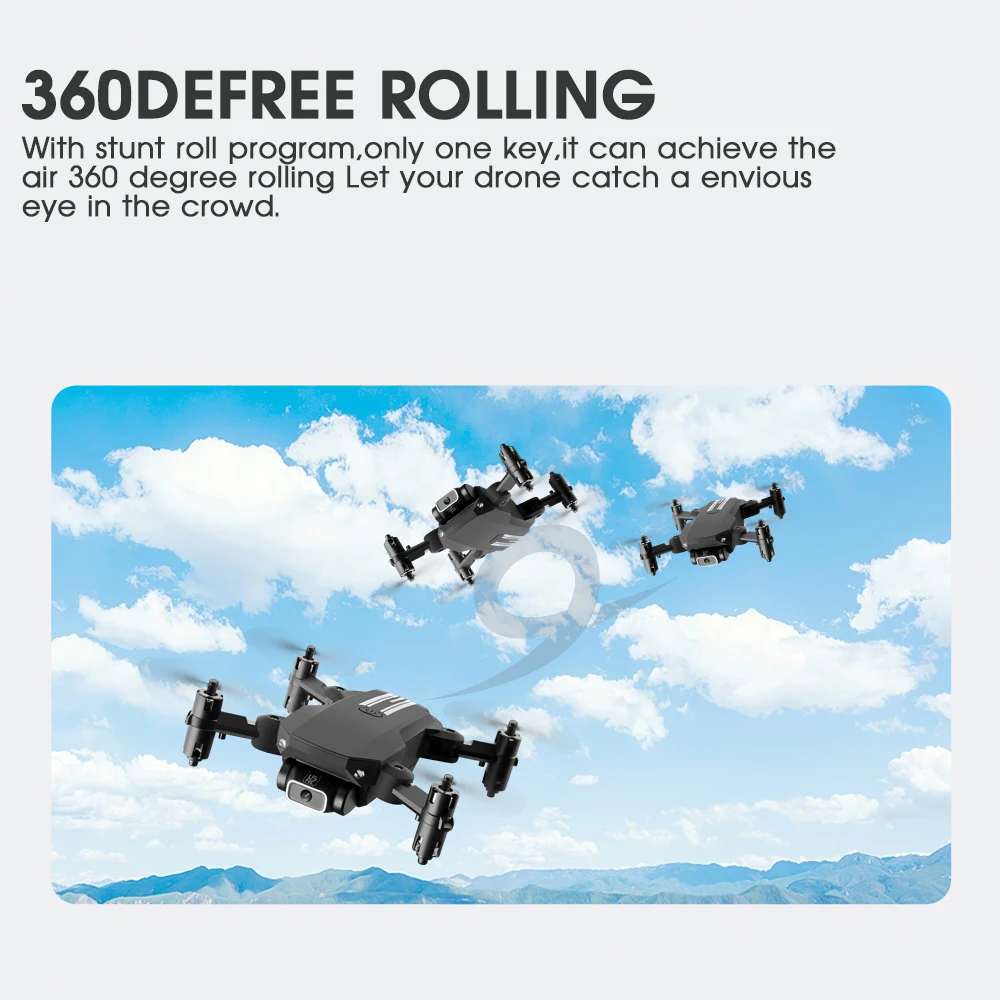 

Mini 4K HD Camera Drone WiFi Fpv Air Pressure Altitude Hold Black Foldable RC Drone Toy Drone with Camera
