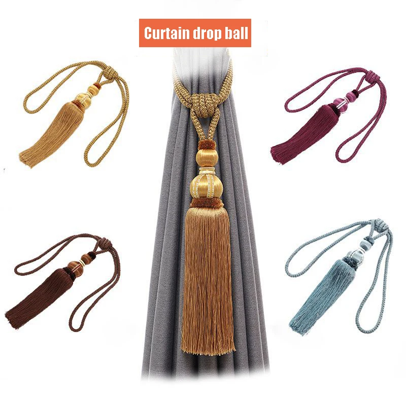 

Hand-woven Tassel Curtain with Tassel Ball Tether Curtain Accessories Polyester Curtain Frame Buckle Rope Home Decoration
