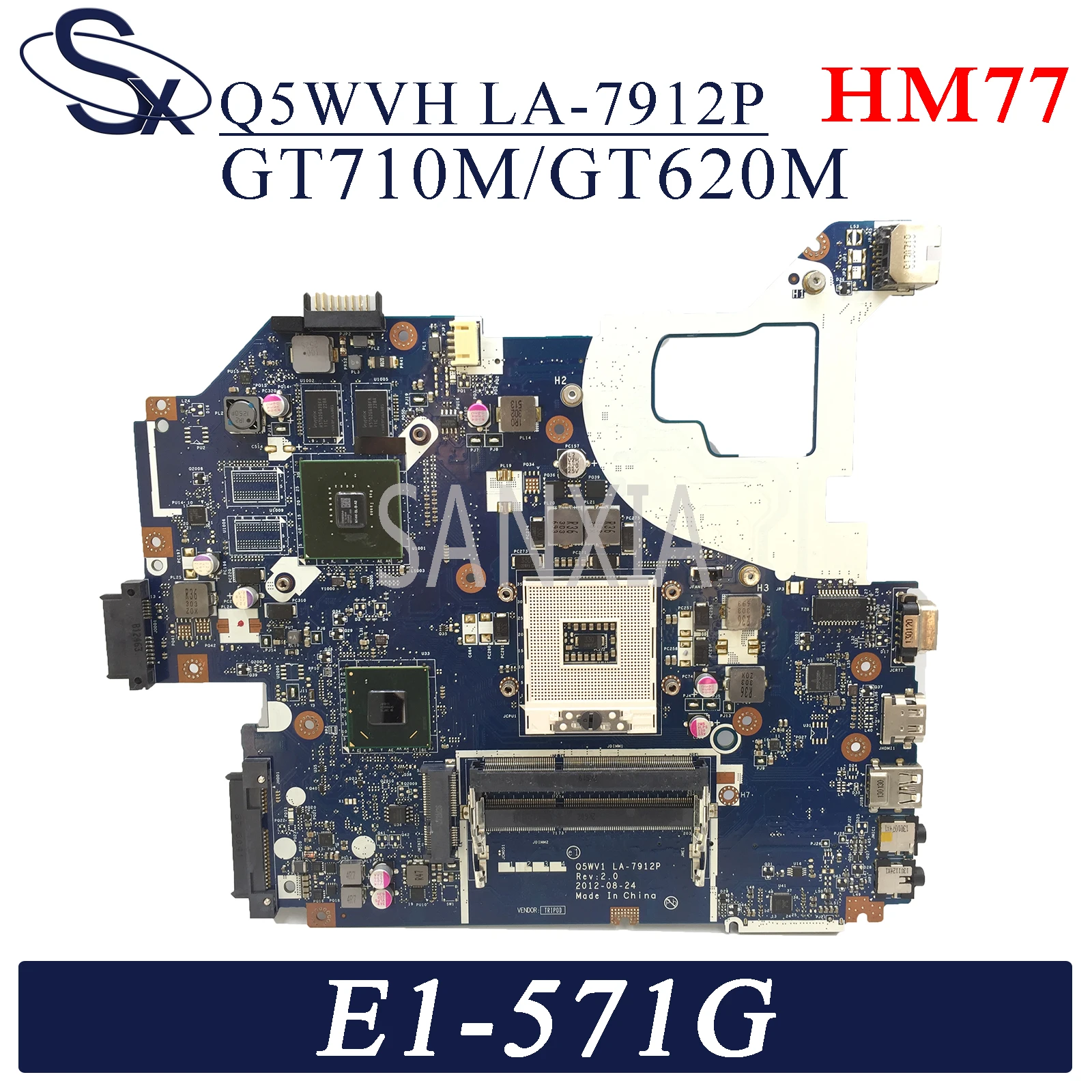 

KEFU Q5WVH LA-7912P Laptop motherboard for ACER Aspire E1-571G V3-571G original mainboard HM77 GT620M/GT710M