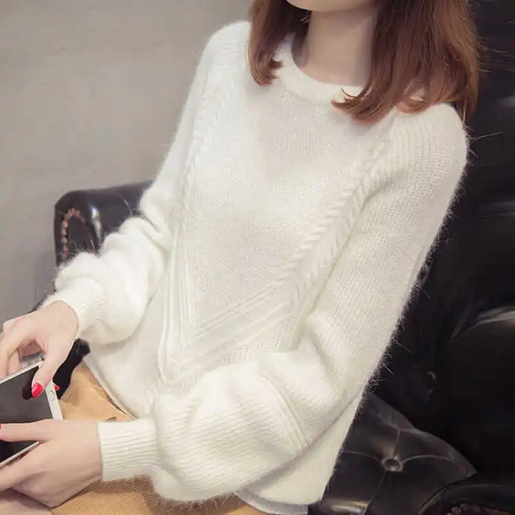 sweater women Большой размер 4XL женский свитер теплый водолазка длинный рукав однотонный пуловер женский джемпер толстый Рождественский свитер ребристый трикотажный - Цвет: sweater women