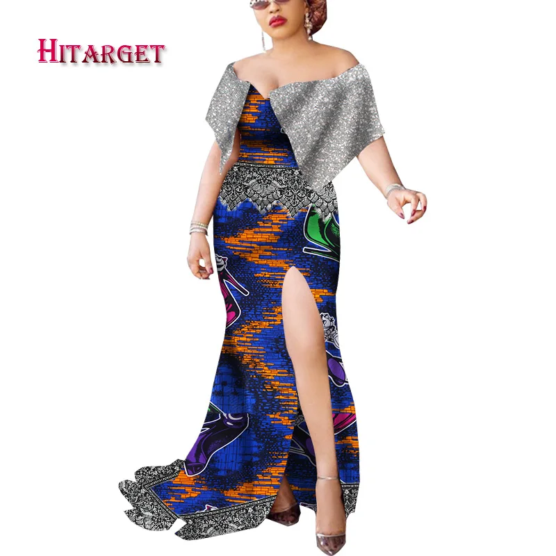 Комплект из обуви в африканском стиле платья для женщин Разделение и пайетками