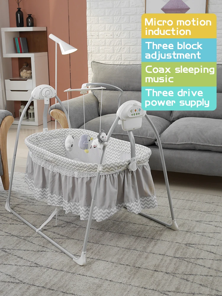 Быстрая доставка! Детская качающаяся кровать для новорожденных с музыкой