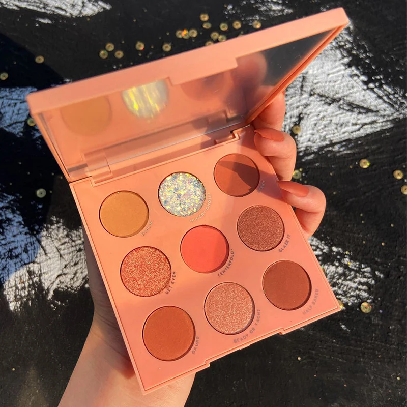 

Glitter Pigment Eyeshadow Palette Female Makeup Cosmetics For Face Eyes Beauty Glazed Bright Red Colored Pink Mixing Colourpop