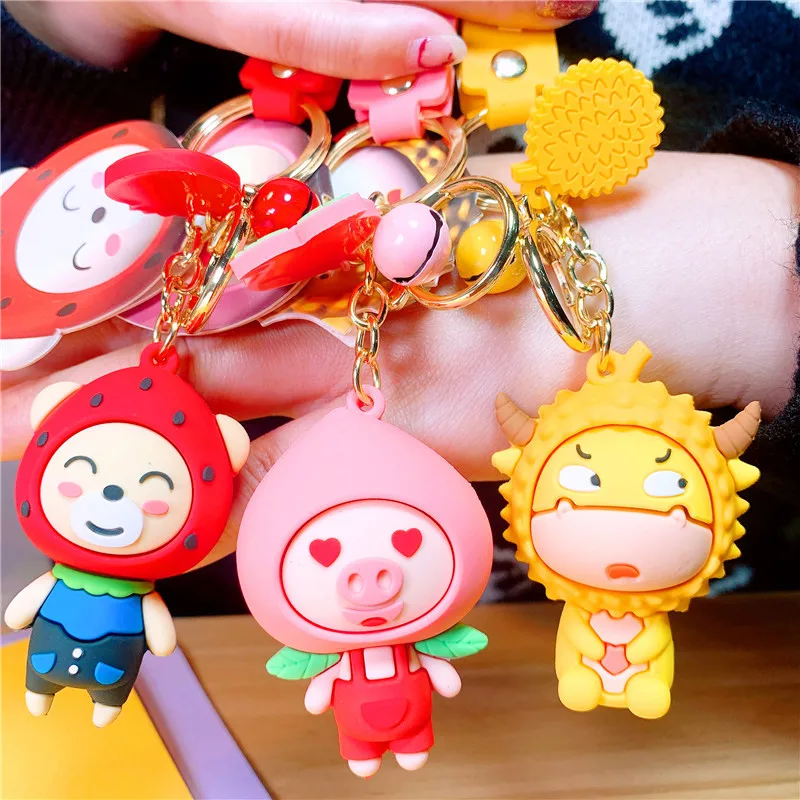 Брелок Мода Моделирование фрукты авокадо смайлик 3D мягкая Смола брелки