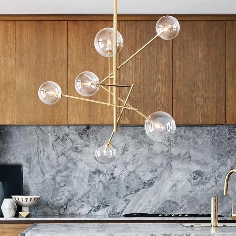 Nordic Led Gold Chandelier Iron Pendant Lights Living Room Decor Restaurant Light Bedroom Lighting Furniture Glass E27